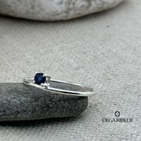Silberring mit Saphir, Gr. 56