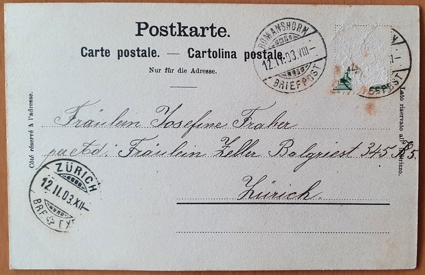 Cartoline postali: Horgen 1903 - Missionsstation – Usato da Kreuzlingen venduto da Rschweiz1 1
