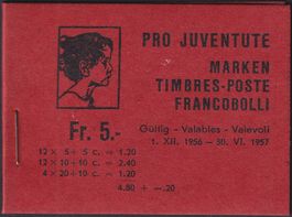 1956, Pro Juventute, Markenheft Nr.5 postfrisch **, 70.-+