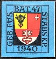 Soldatenmarke 2.WK, Stabskp Geb Füs Bat 47, ge, Wi Inf 356-2