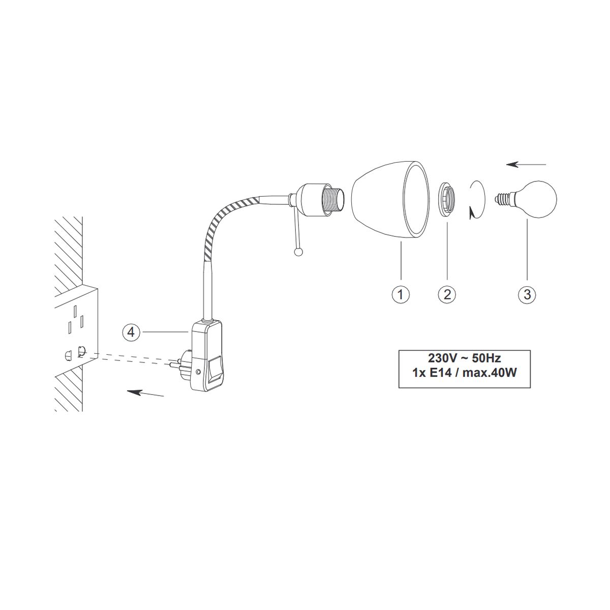 Lampade: Stecker-Spot, Wandleuchte, 28 cm Höhe – Nuovo (secondo la descrizione) da Kreuzlingen venduto da Smart-Light 3