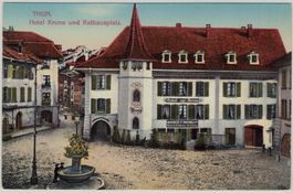 BE 33 Thun Hotel Krone Bierhalle Rathausplatz Gartenbräu