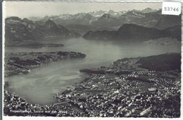 Flugaufnahme Luzern mit den Alpen