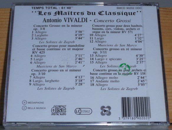 CD: Antonio Vivaldi - Concerti Grossi – Usato da Unterbäch venduto da tuqsa 1