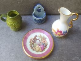 Set von 4 Vintage Miniatur-Deko-Objekten ca. 1960 (3-4 cm)
