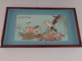 Chinesische Muschelkunst hinter Glas