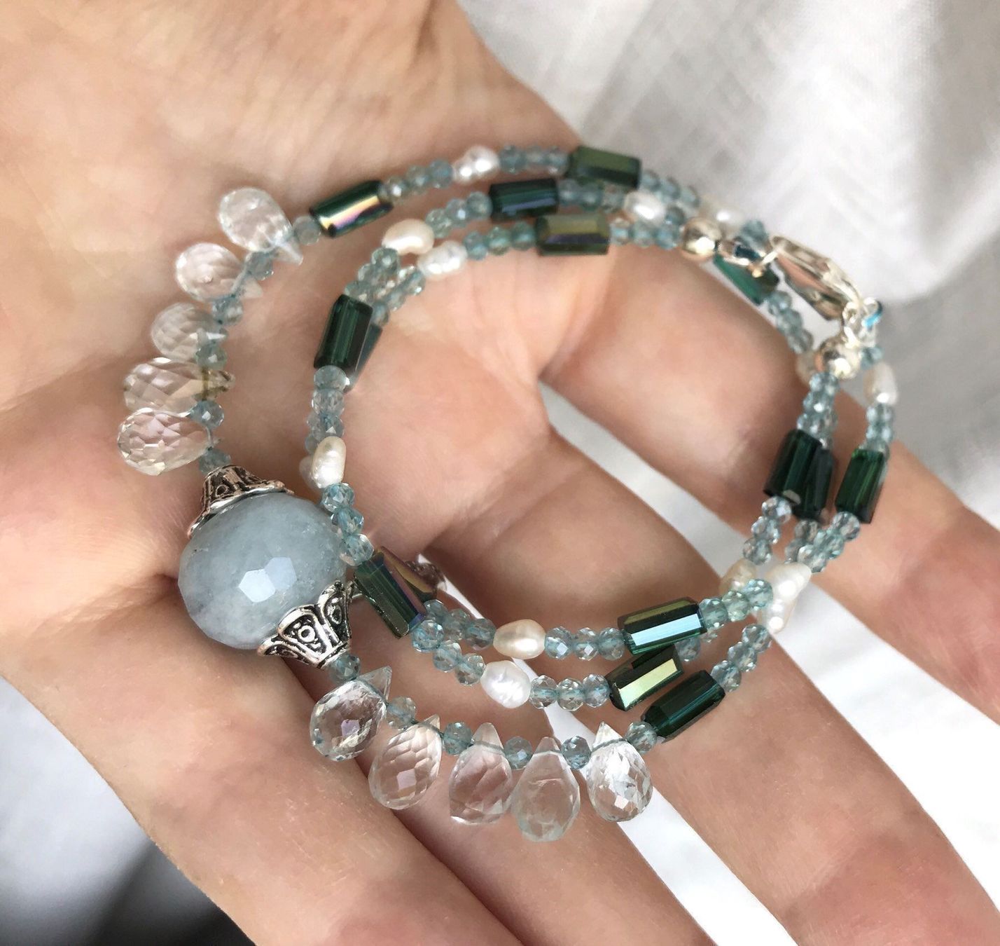 Ketten: Aquamarin, Blautopaz, Swarovski Unikat – Neu (gemäss Beschreibung) aus Basel von Chili007 6