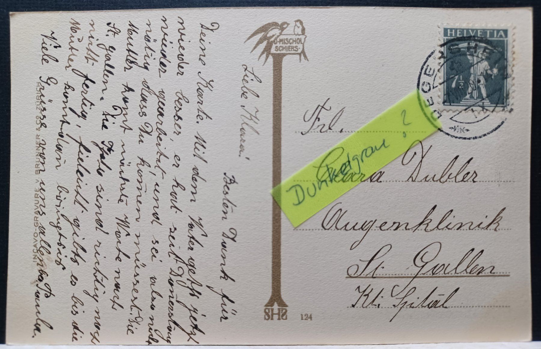 Ansichtskarten: GR, San Gian, Celerina, 1914, Stempel Degersheim – Gebraucht aus Aarau Rohr von mgvw 2