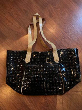Arcadia Handbag Lackleder schwarz-beige