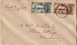 072 CEYLON GB, BRF 1946 FDC (?) 8. JUNE 1946