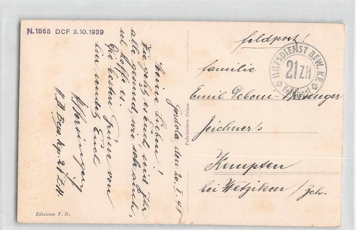 Cartoline postali: Saluti da TENERO 1939 – Usato da Winterthur venduto da SchatzchischtliWinti 1