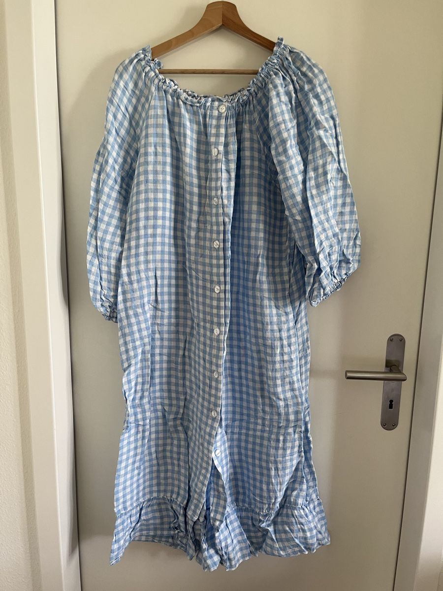 Kleider: Blue checked linen-viscose dress – Gebraucht aus Zürich von lux_t6lx