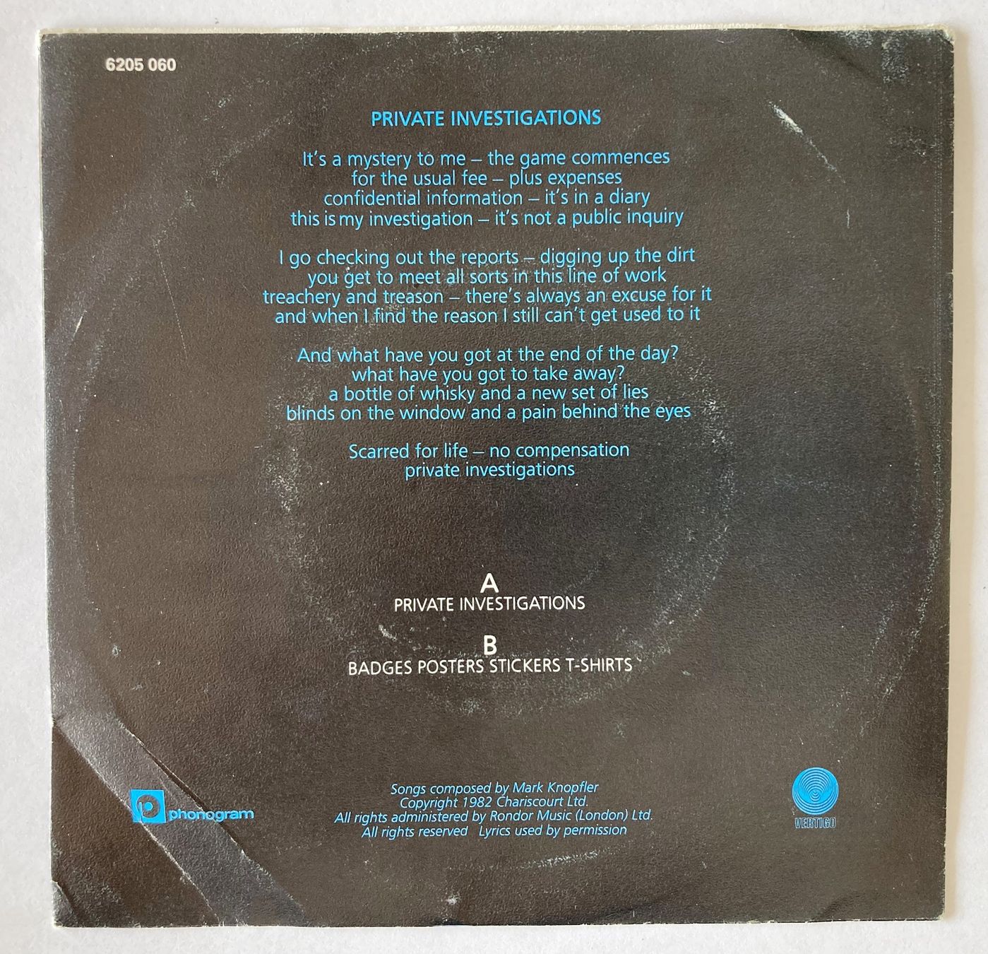 Dischi in vinile: DIRE STRAITS - PRIVATE INVESTIGATIONS – Usato da Bottens venduto da hotter-than-hell 1