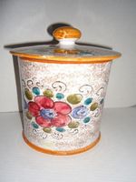 Vintage Keramik Dose mit Deckel, Handbemalt, Deruta