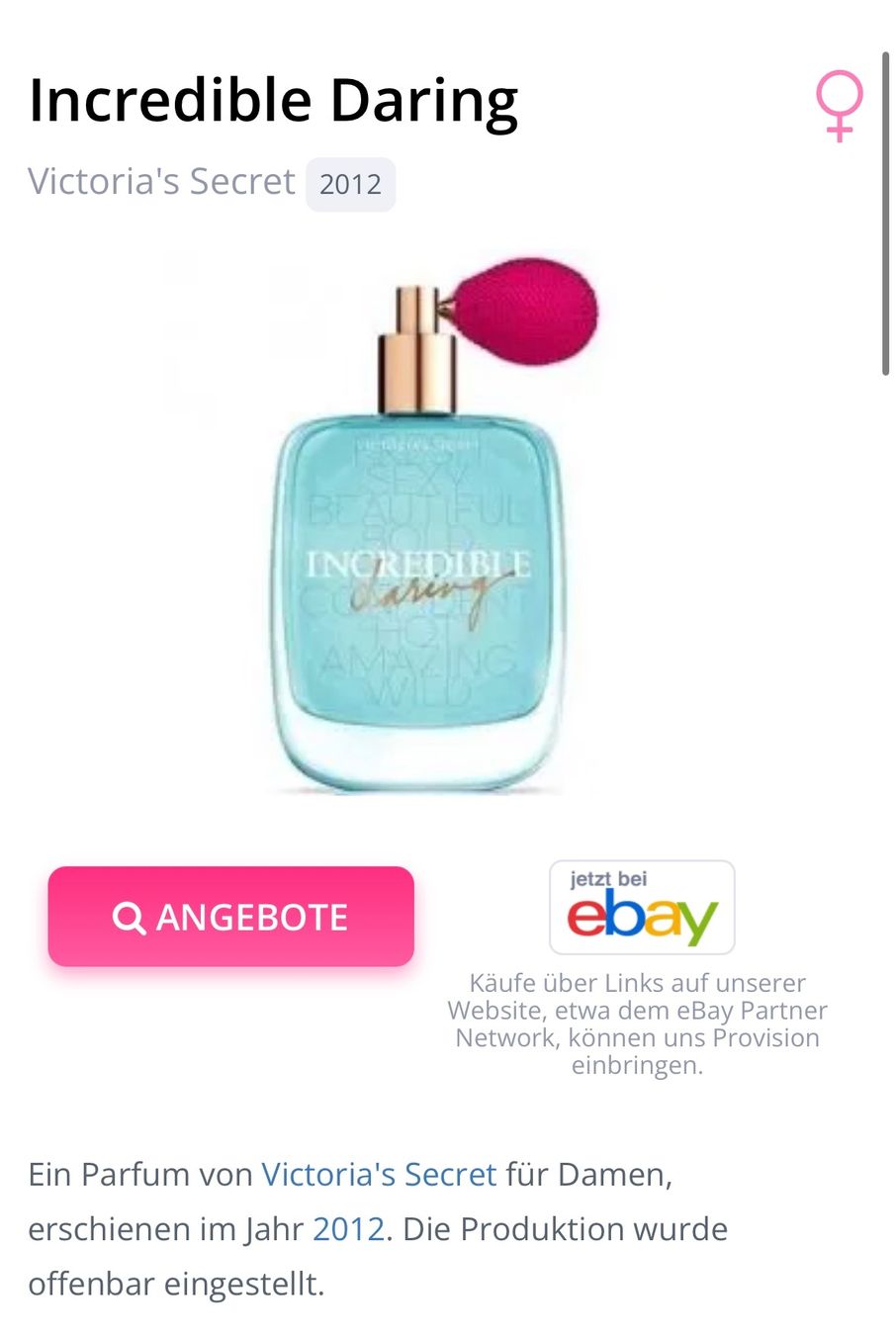 Victoria's Secret Profumi & Eau de Toilette: VICTORIA'S SECRET Incredible Daring -  - EDP - Duftprobe 2ML – Usato da Zürich venduto da deruja 2