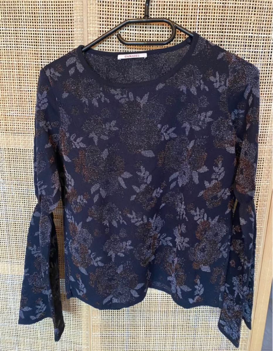 Pullover & Sweatshirts: Camaieu Glitzer Pullover, Gr. S, Blumenmuster – Neu (gemäss Beschreibung) aus Malters von Gisi80