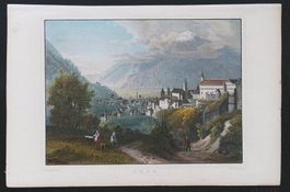 Chur altkolorierter Stahlstich von Rohbock