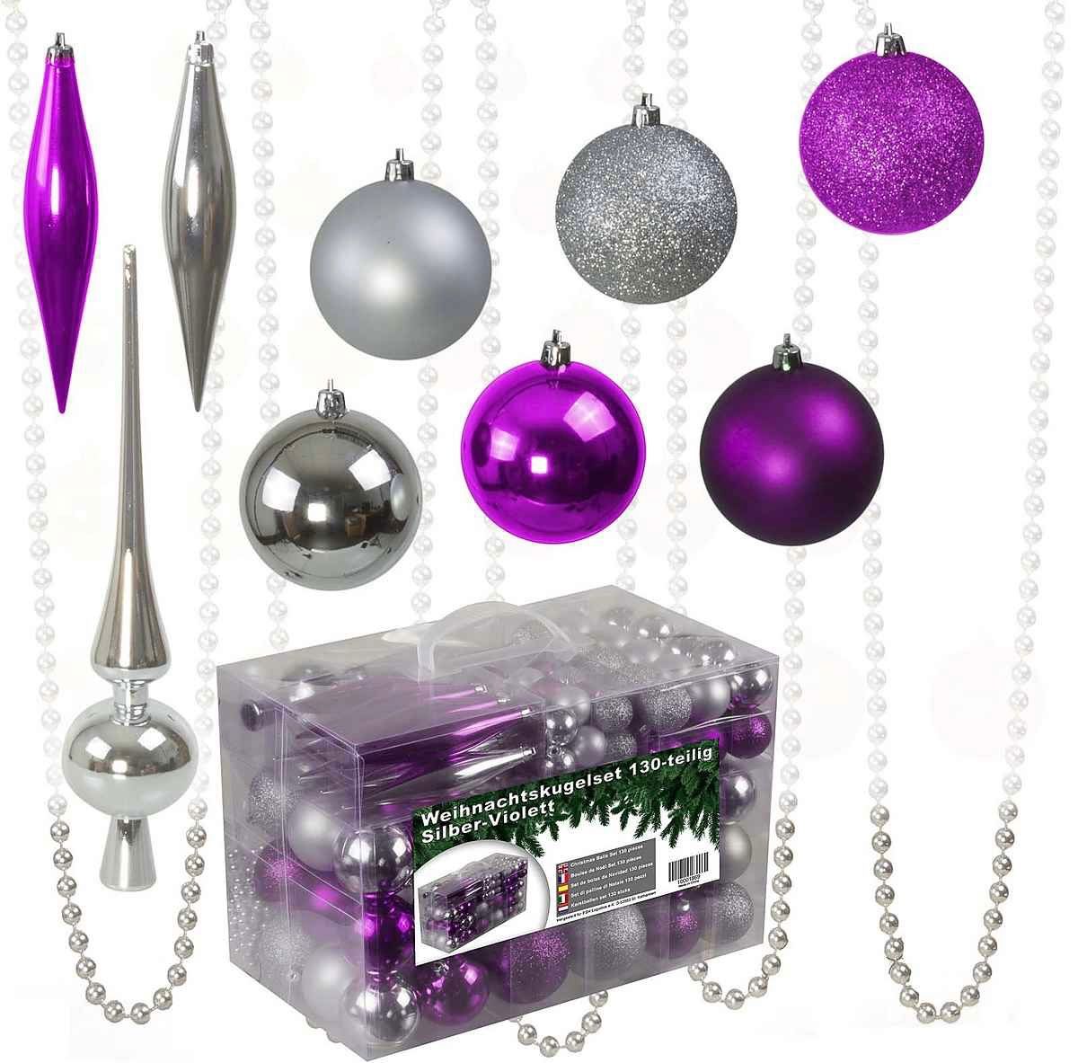Tutte le decorazioni: Riesen Weihnachtskugelset 130 tlg Silber/Violett – Nuovo e nell'imballaggio originale da Basel venduto da Seifehuesli 1