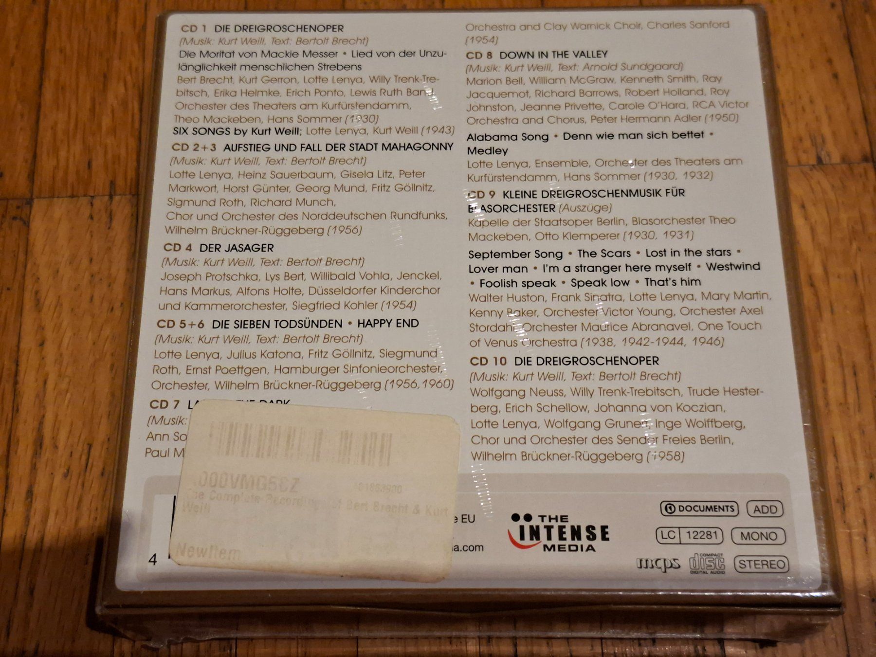 CD: Bert Brecht/Kurt Weill - Complete Recordings 10 CD NEU – Nuovo e nell'imballaggio originale da Dietikon venduto da Rabia 1