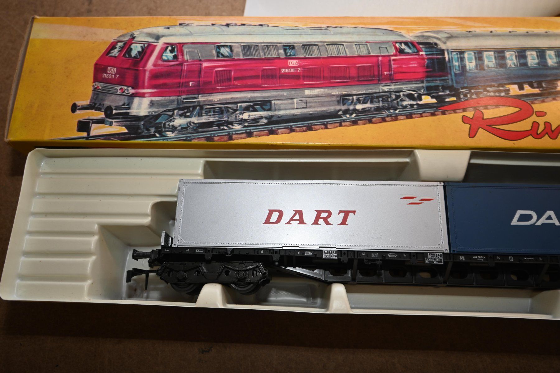 Rivarossi Modellini di ferrovie: Containerwagen Dart/Danzas Rivarossi Spur 0 mit OVP – Usato da Laupen ZH venduto da Zmoewe 1