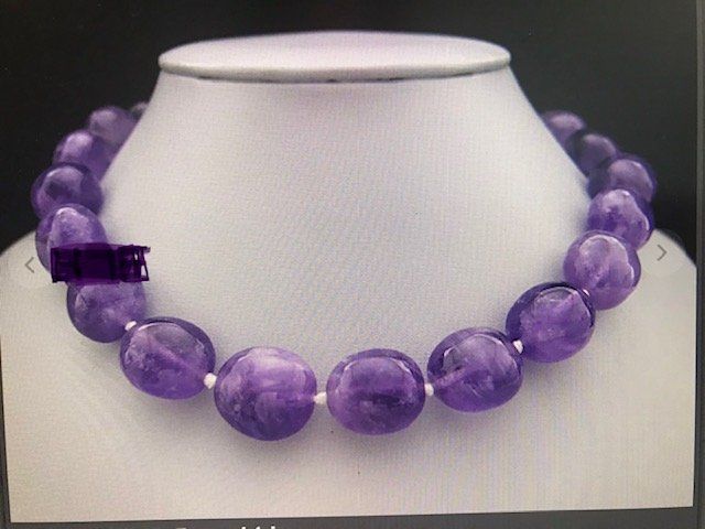 Pietre preziose: Amethyst Halskette Trommelstein 18/22 dunkel – Nuovo (secondo la descrizione) da Neu St. Johann venduto da Stewardess78 1