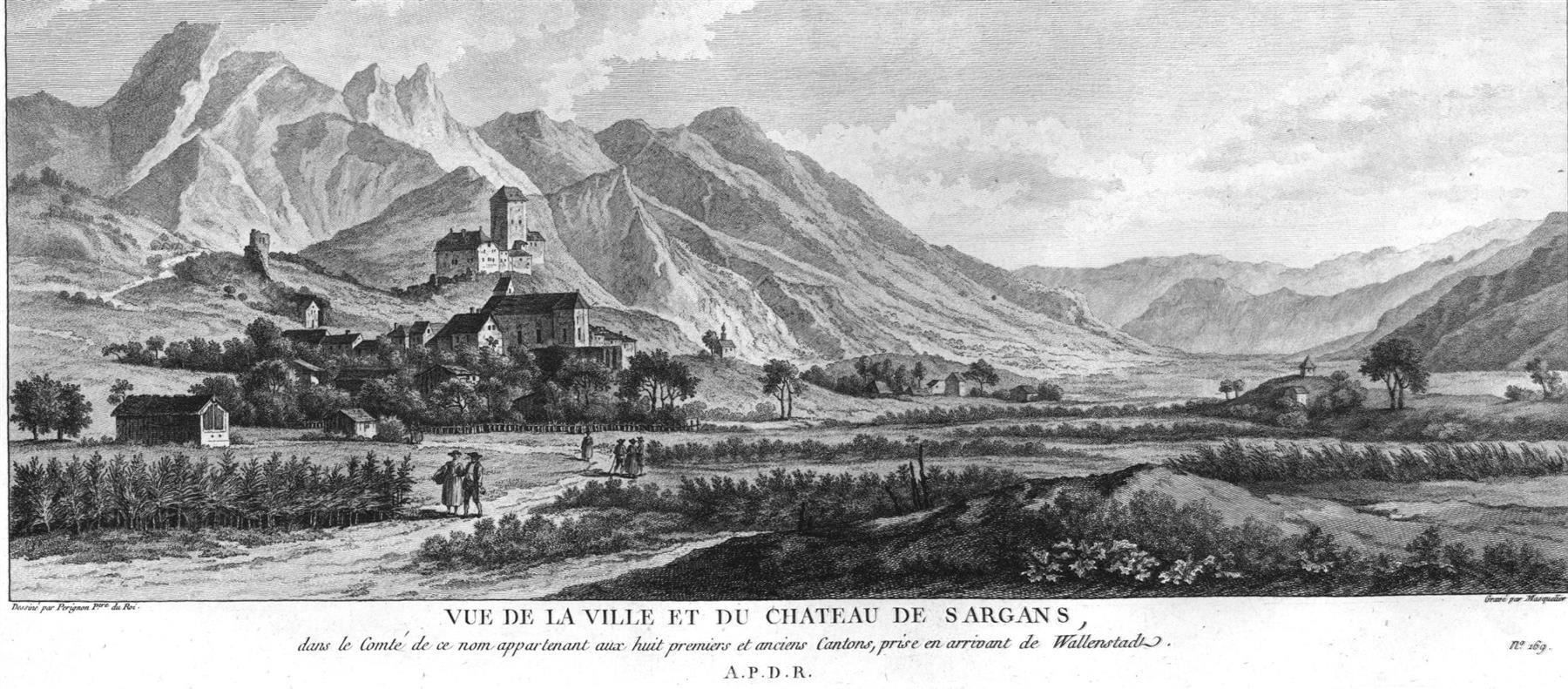 Incisioni: Sargans Originalkupferstich 1780 – Usato da Rafz venduto da Helvet32 1
