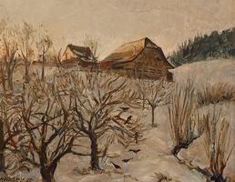 Oelbild Joseph Hermann Waser - Winterlandschaft (1965)