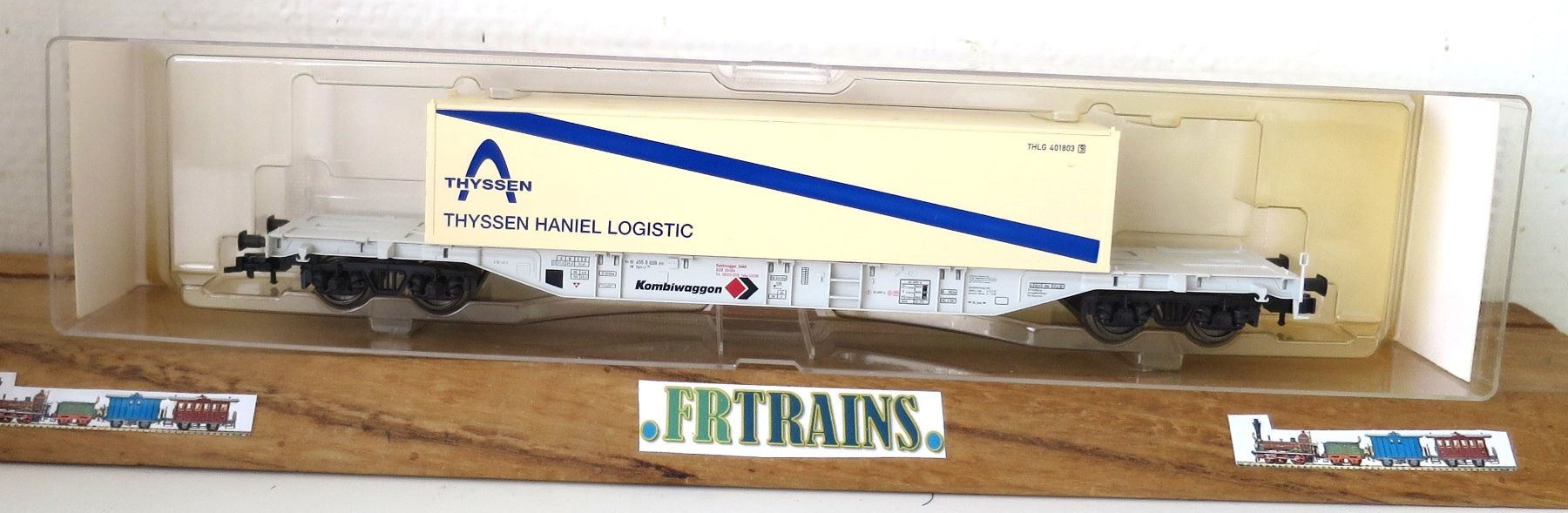 Fleischmann Modellini di ferrovie: FLEISCHMANN DB WAGON PORTE CONTAINER THYSEN HANNIEL – Usato da Gland venduto da FRtrains 1