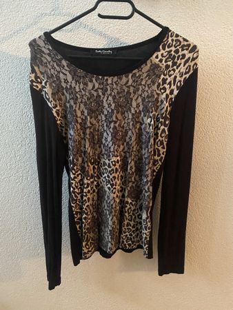 Betty Barclay Damen Langarmshirt Gr.  36 schwarz/leo Print S
