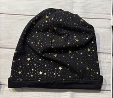 Goldene Sterne, Beanie, Wendemütze, Ökotex, Gr. 57 NEU