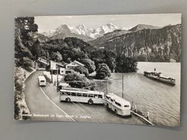 Photo Karte / Thunersee Beatenbucht mit Linien Bus STJ 1930