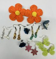Schmuck-Set: 8 PaarOhrringe, Ohrstecker, Blumen - Farbenfroh