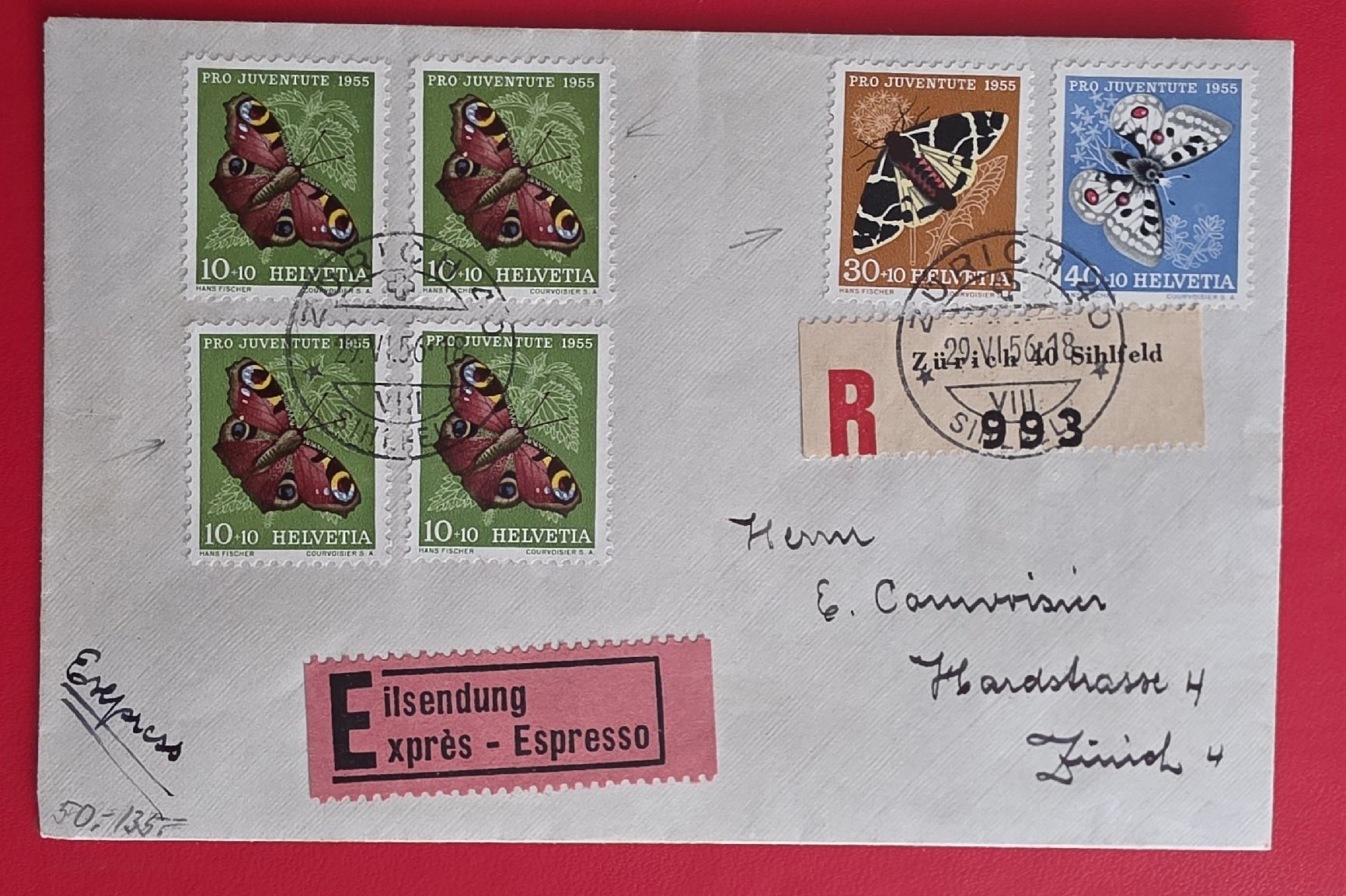 Alle Briefmarken: Pro juventute Abarten ( Brief )  – Gebraucht aus Bern von Kocholo