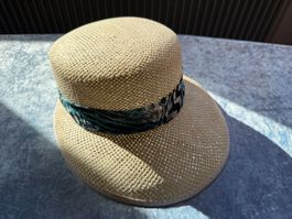 Sommerhut Damen Beige/Türkis, neuwertig! / Grösse S/M