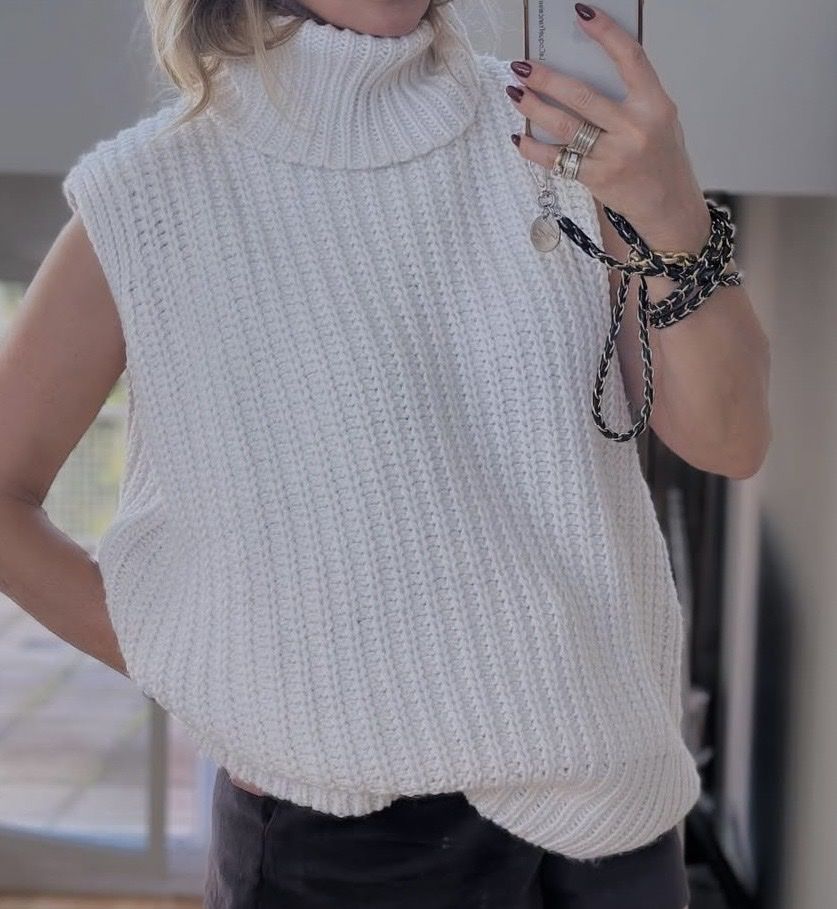 H&M Pullover & Sweatshirts: Cremeweisser Grobstrick-Pullunder mit Rollkragen, Größe S – Gebraucht aus Zürich von zor_9n5z 6