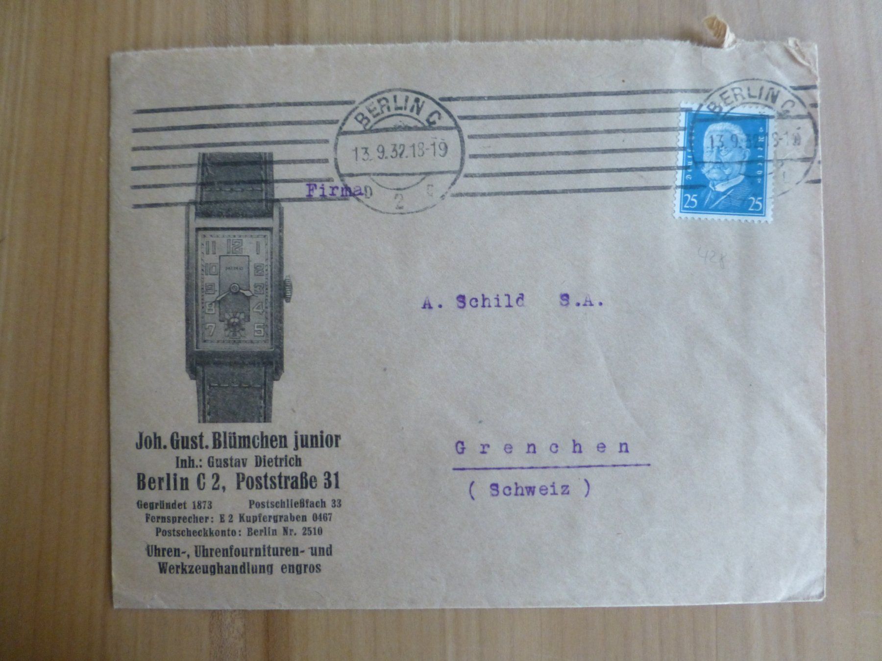 Tutti i francobolli: Grenchen, Deutschland Brief nach Grenchen, 1932 – Usato da Bettlach venduto da 1saurer