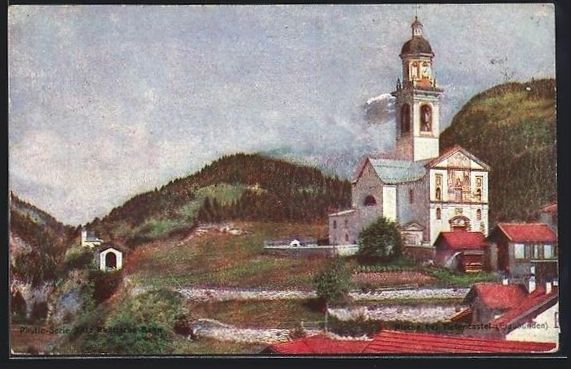 Ansichtskarten: Tiefencastel, Kirche oberhalb des Ortes – Gebraucht aus Berlin von bartko-reher