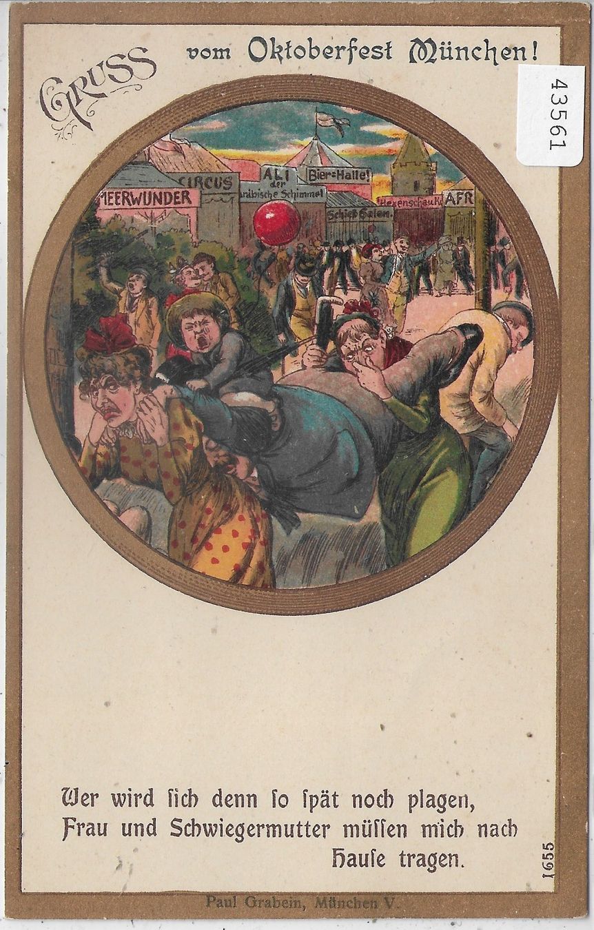 Ansichtskarten: Gruss vom Oktoberfest München - Litho – Gebraucht aus Ettingen von Kartenplanet