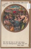 Gruss vom Oktoberfest München - Litho
