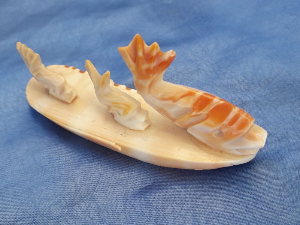 Shell große Muschel-Fisch-Familien Statue geschnitzt 10 cm | Kaufen auf ...