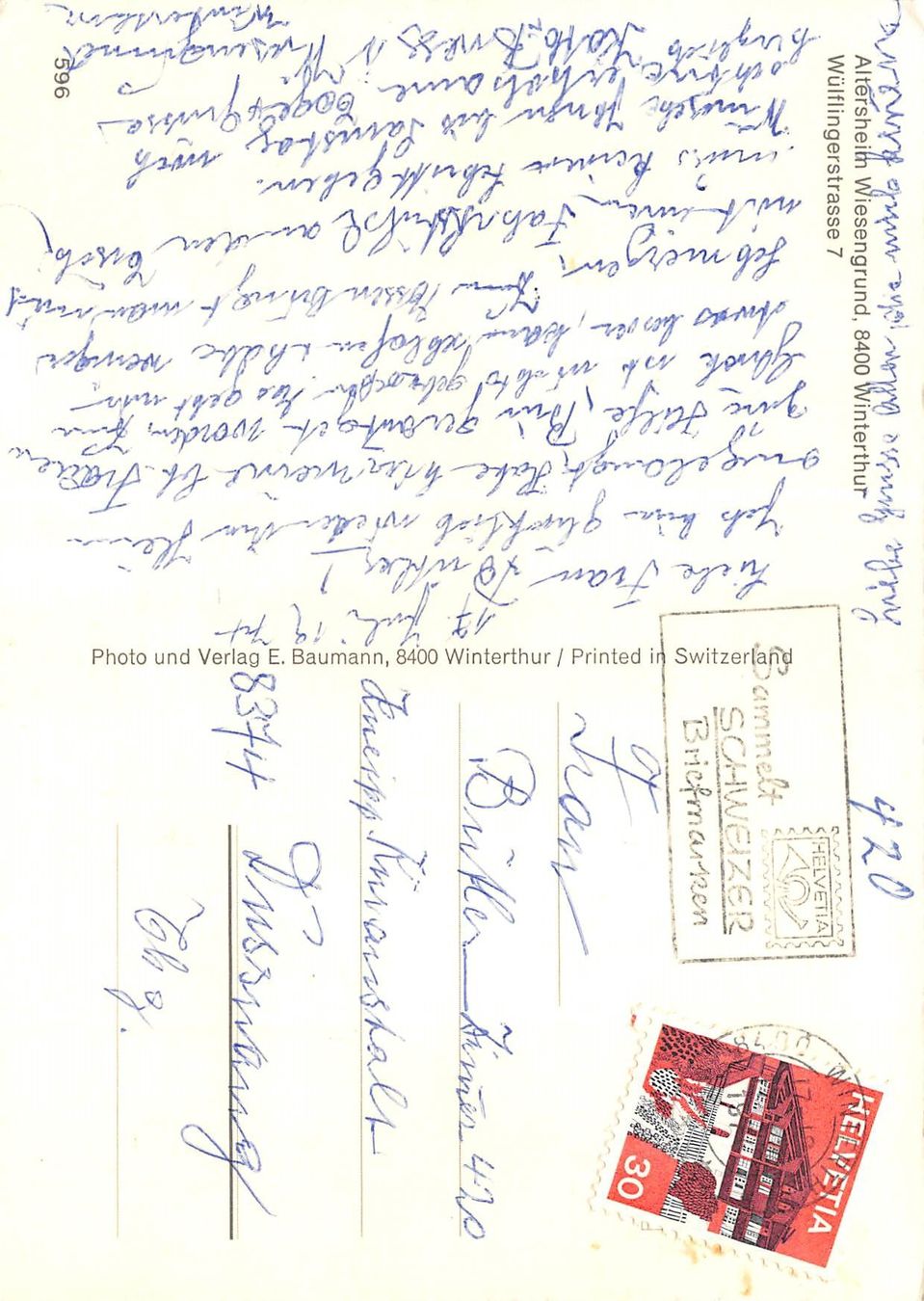 Cartoline postali: Winterthur, Altersheim Wiesengrund – Usato da Ottikon b.Kemptth. venduto da Neptun1974 1