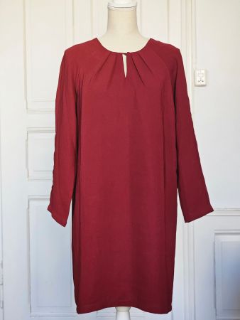 Schlichtes Vintage Kleid Bordeauxrot Rubinrot Herbst