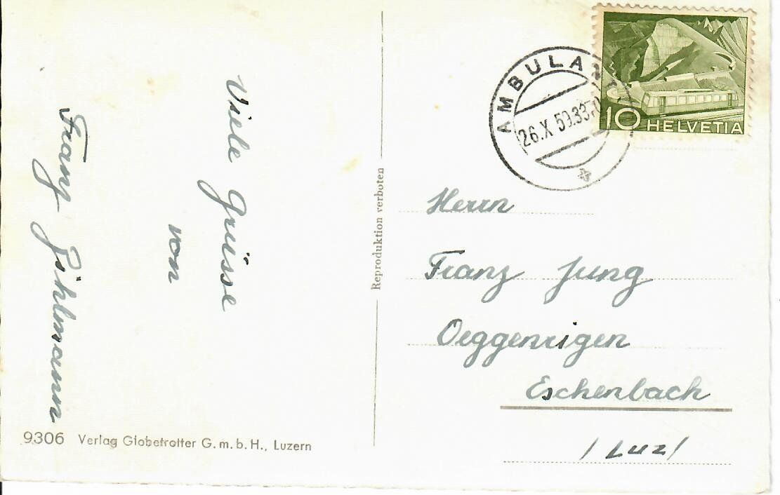 Ansichtskarten: Flühli LU - neues Postgebäude 1959 – Gebraucht aus Hochdorf von Ziegel-16 1