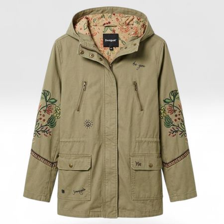 Desigual Jacke Parka mit Stickereien Gr. 40