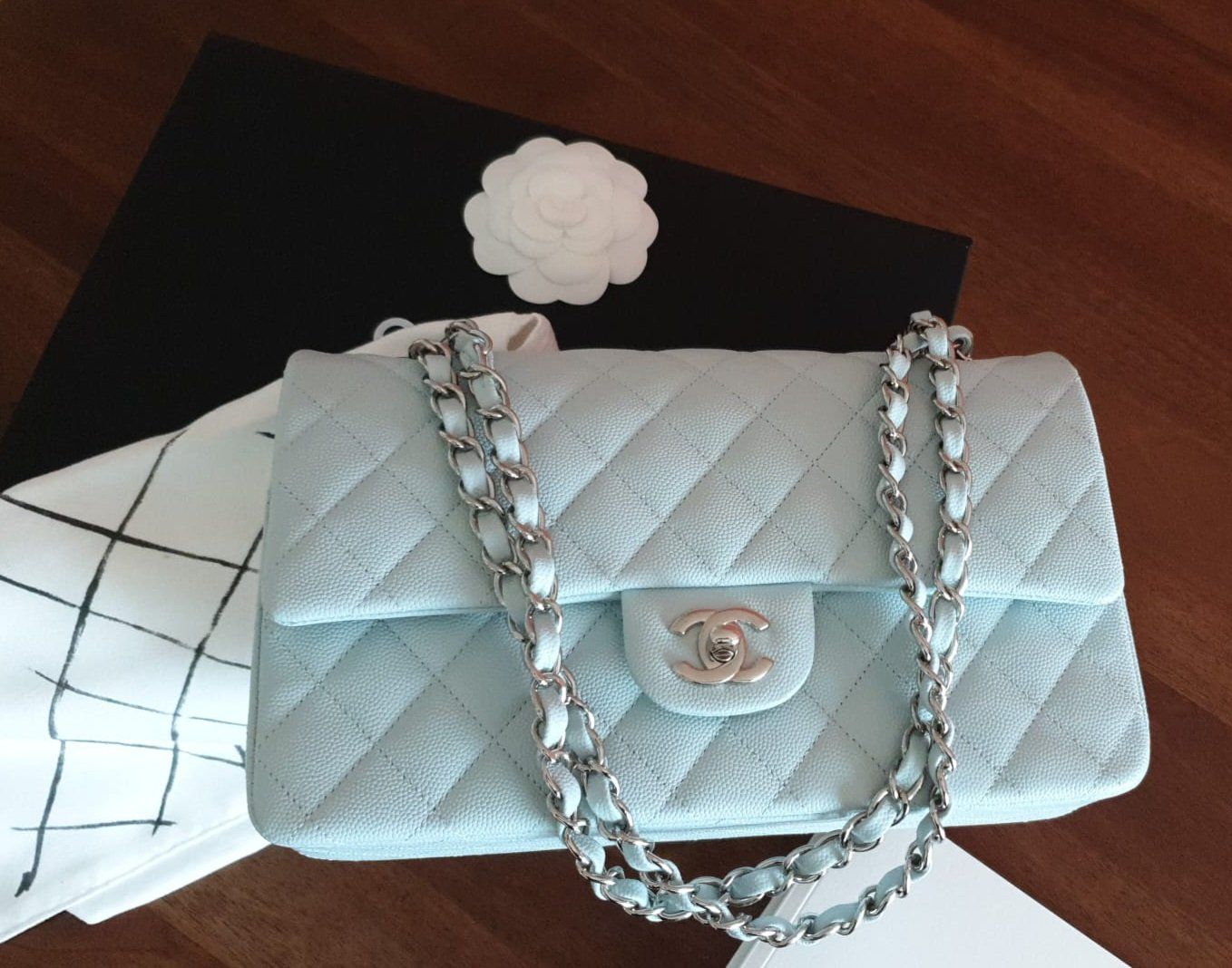 Chanel Borse da donna: Chanel  Classic blue cavier with silver handware🩵 Medium – Nuovo (secondo la descrizione) da Zürich venduto da Stila17 1