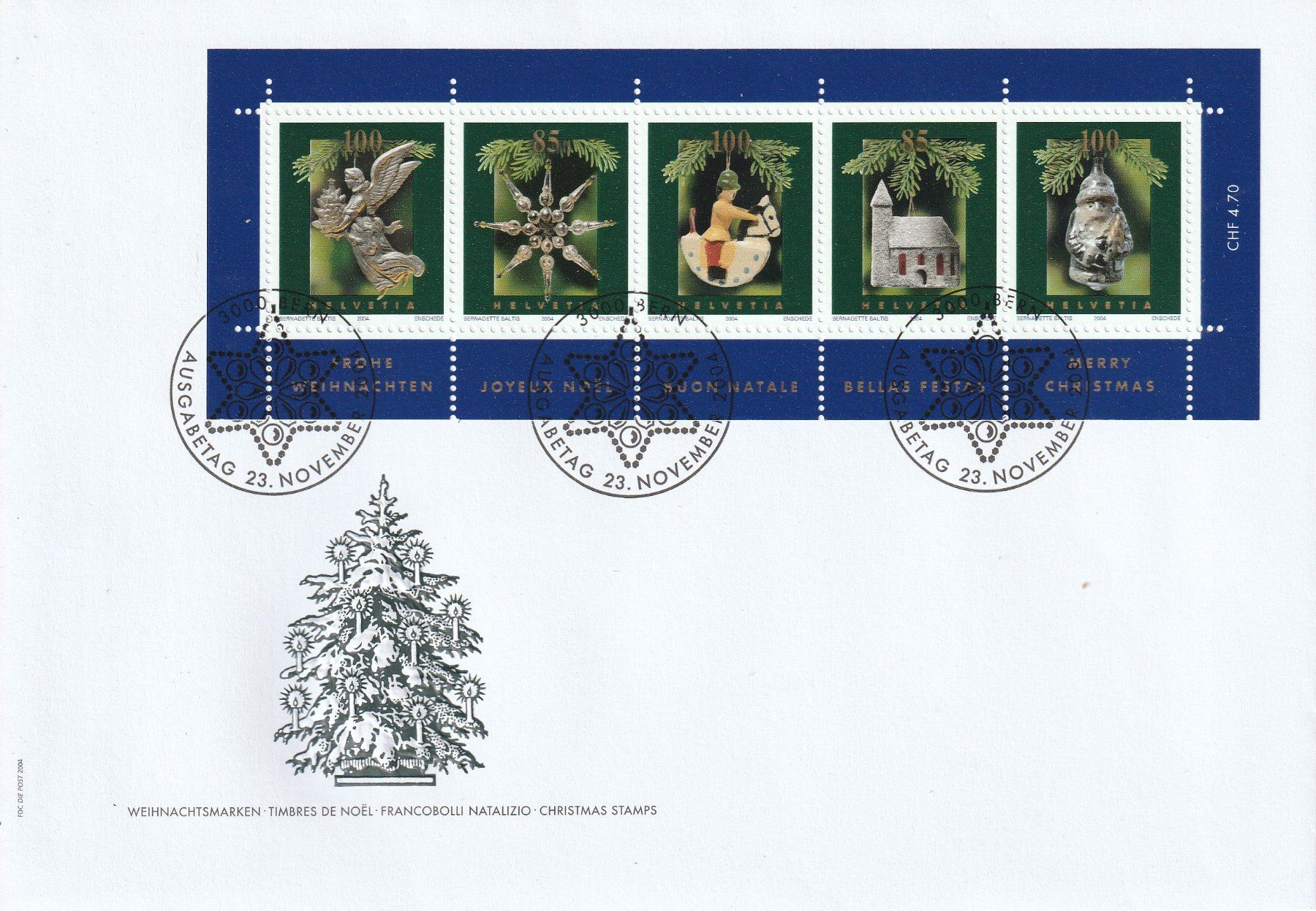 Tutti i francobolli: 2004 Ersttagsbrief Sonderblock Weihnachten – Nuovo e nell'imballaggio originale da Homburg venduto da masina01