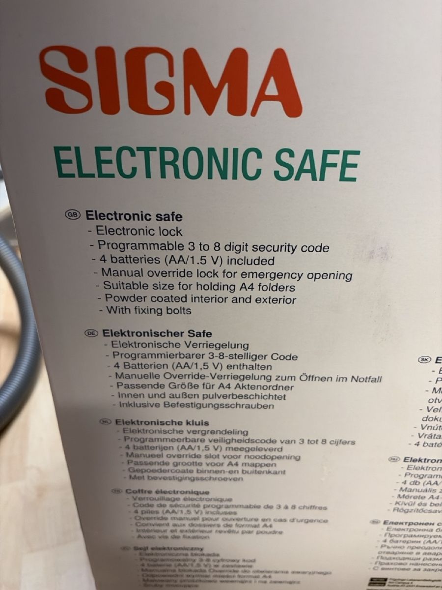 Casseforti: G 406 ) Sigma Tresor Neu – Nuovo e nell'imballaggio originale da Diepoldsau venduto da Ganthammer 2