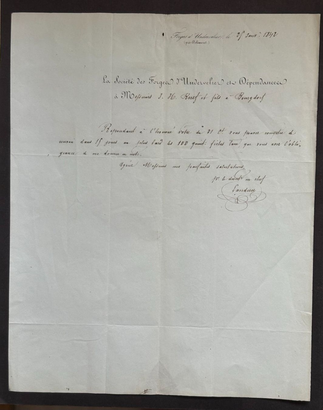 Dokumente: HISTORISCHES HANDSCHRIFTLICHES DOKUMENT VON 1842 – Gebraucht aus Ostermundigen von wini63 1
