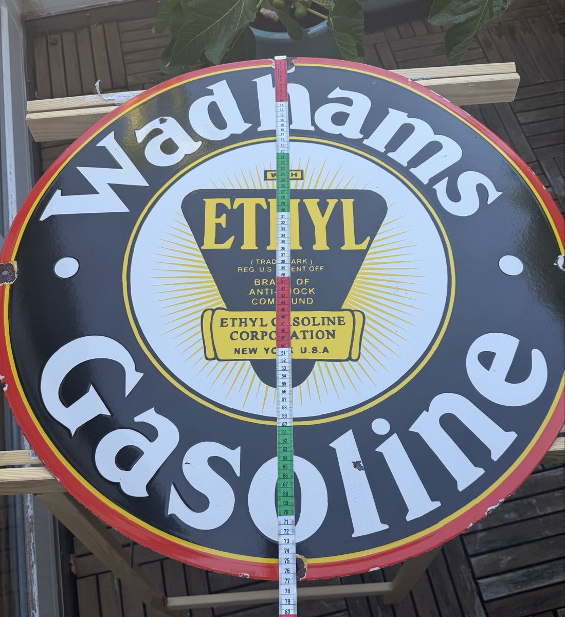 Insegne: Wadhams Gasoline Emailschild – Usato da Basel venduto da barracuda360 2