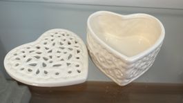 Deko Herzdose aus Keramik 11x11x6 cm